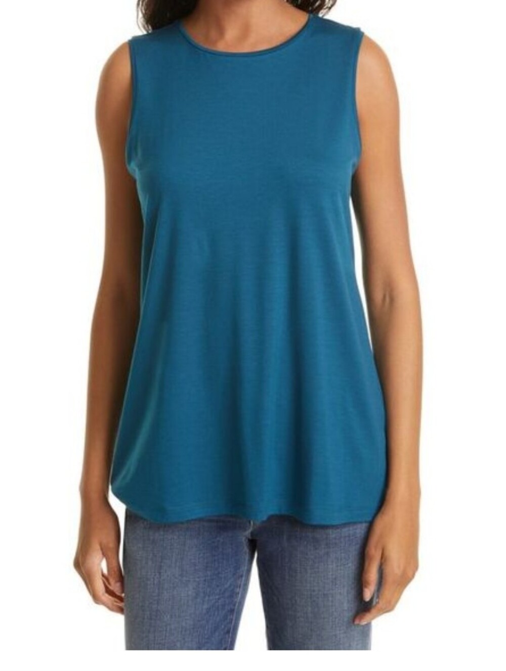 Eileen Fisher 100% Silk Turquoise Long Tank Top